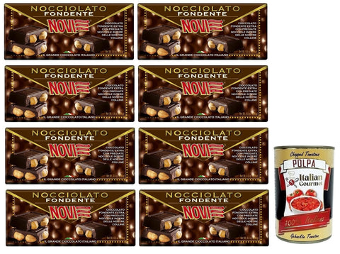 Novi Nocciolato Lot De 8 Boîtes De Chocolat Noir Aux Noisettes Entières 130 G + Polpa Di Pomodoro Italian Gourmet Polpa Di Pomodoro 400 G