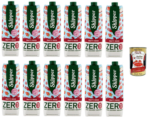 Zuegg Skipper Frutti Rossi Zero Drink À Base De Jus De Fruits Et De Purées 12 X 1000 Ml + Italian Gourmet Polpa 400 G