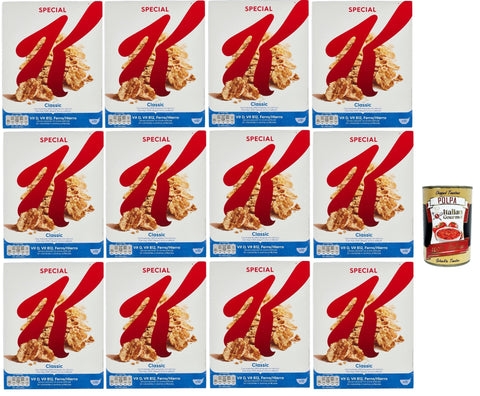 Special K Classic Flocons De Grain Croustillant Avec Blé De Blé - Céréales De Petit-Déjeuner Riches En Fibres - Plaisir Naturel, 12x 450g + Italian Gourmet Polpa 400g