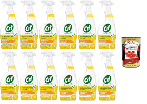 Cif - Dégraissant Universel Pour Cuisine - Avec Huile Essentielle De Citron - 650 Ml - Pour Plaques À Induction, Cuisinières Et Carrelage Dans Votre Cuisine - 100 % 12 X 650 Ml + Italian Gourmet Polpa