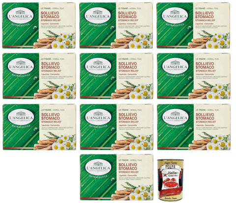 L'angelica Tisana Sollievo Stomaco, Un Remède Contre Les Brûlures D'estomac, Tisane Avec Un Mélange De Réglisse Et De Camomille, Lot De 20 Filtres + Boîte Italienne Gourmet Polpa Di Pomodoro 400 G