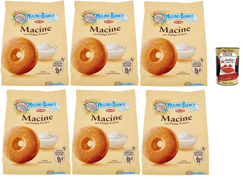 Mulino Bianco Macine Biscotti Con Panna Fresca, Biscuits Avec De La Crème Fraîche, Biscuits Cookies, 6x 800g + Italian Gourmet Polpa 400g