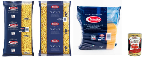 Lot De 3 Paquets De 5 Kg De Pâtes Barilla Fusilli Spaghetti Penne Rigate Ristorante - Nouilles Italiennes - 5 Kg + Polpa Gourmet Italienne