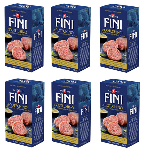 Fini Il Cotechino Lot De 6 Spécialité Italienne 100 % Avec Viande Italienne Sans Gluten 500 G