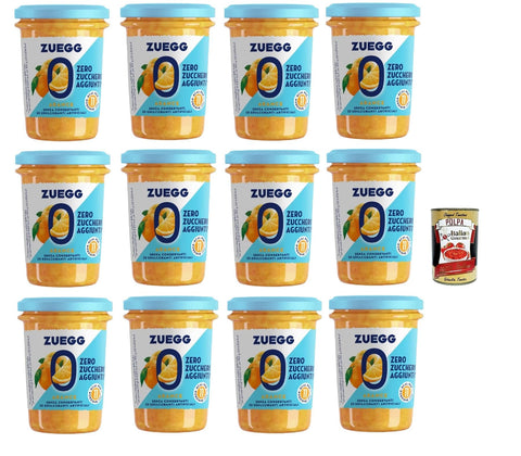 Zuegg Zero Arance Lot De 12 Pots De Confiture Orange Sans Sucre Ajouté, Sans Conservateurs, 12 X 220 G + Italian Gourmet Polpa Di Pomodoro Boîte De 400 G
