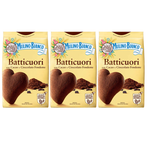 Mulino Bianco Batticuori Biscuits Sablés Italiens Au Cacao 350g X 3 Parcelles (Batticuori, X3)