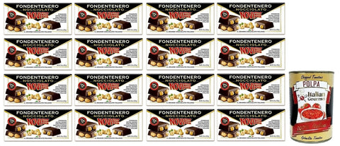 Novi Lot De 16 Fondentenero Nocciolato, Chocolat Noir Extrêmement Amer Avec Des Noisettes Entières, 72 % De Cacao, 130 G + Polpa Di Pomodoro Italian Gourmet Polpa Di Pomodoro Boîte De 400 G