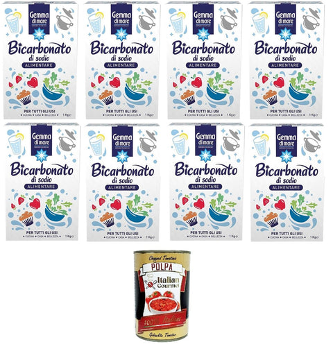 Gemma Di Mare Bicarbonato Di Sodio Alimentare Bicarbonate De Sodium De Qualité Alimentaire 8 X 1 Kg + Italian Gourmet Polpa 400 G