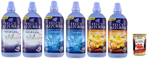 Felce Azzurra Lot De 2 Flacons D'adoucissant Concentré Parfumé 45 Lavages, 6 X 900 Ml + Italian Gourmet Polpa 400 G