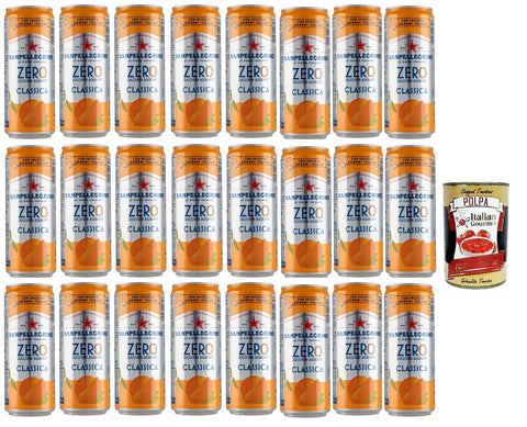 San Pellegrino Aranciata Zero Boîtes Sans Sucre 24 X 33 Cl Limonade Orange Sans Sucre + Italian Gourmet Polpa 400 G