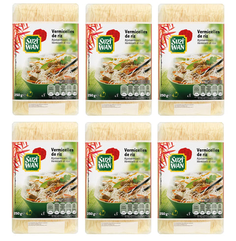 Suzi Wan Vermicelli Di Riso Lot De 6 Nids De Nouilles De Riz En Farine De Riz 250 G