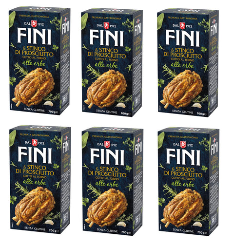 6x Fini Lo Stinco Di Prosciutto Tout Patrimoine 100% Spécialité Italienne Cuisse De Jambon Aux Herbes Avec De La Viande Italienne Cuite Au Four Sans Gluten 700g