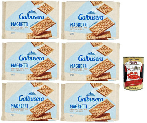 Galbusera Magretti Cracker Con 1,5 % Di Grassi Con Farina Di Tipo 2, Cracker Avec 1,5 % De Graisse Avec Farine De Type 2, 6 X 380 G + Italian Gourmet Polpa 400 G