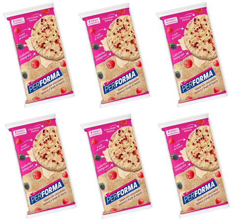 Lot De 6 Collations Performa De Grains Entiers Riz Au Chocolat Blanc Et Aux Baies - Gâteaux De Riz À Grains Entiers - Lot De 4 Sacs D'épargne Frais Avec 2 Biscuits (8 Collations X 16,5 G) - 132 G