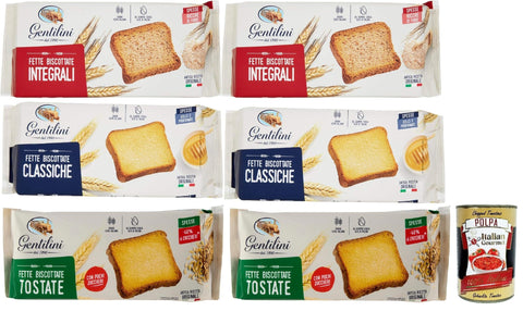 Gentilini Lot De 6 Paquets De 175 G De 175 G De Graisse Pour Biscottes Et Pâtisseries Riches En Fibres 100 % Produit Italien + Polpa Italien Gourmet 400 G