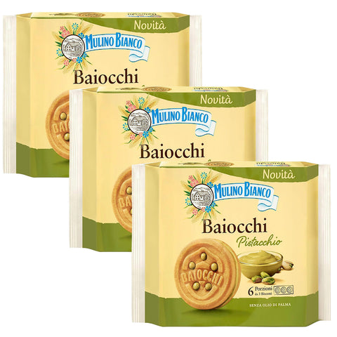 Mulino Bianco Baiocchi Pistacchio - Biscuits À La Crème De Pistache 168g X 3 Parcelles
