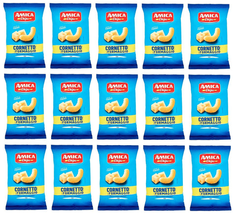 Amica Chips Cornetto Al Formaggio Lot De 15 Collations De Maïs Avec Saveur De Fromage, Collation Salée 125 G