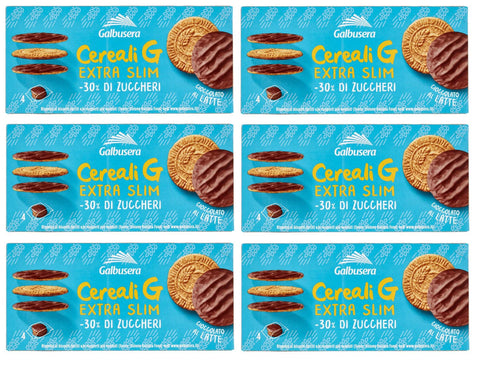 Galbusera Cereali G Extra Slim Latte Lot De 6 Biscuits À Céréales Enveloppés De Chocolat Au Lait De 120 G, Chaque Paquet Contient 4 Portions Individuelles De 30 G