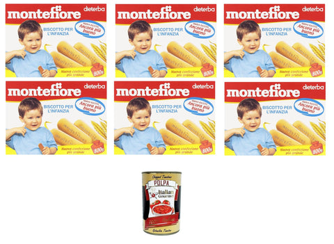 Montefiore Il Biscotto Per Infanzia Lot De 6 Biscuits Pour Enfants 6 X 800 G + Italian Gourmet Polpa 400 G