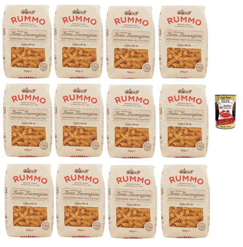 Rummo Fusilli N. 49, Pâtes Lenta Liveanzionion Pâtes En Dum Blé De Blé De Bronze Dessin 12x 500g + Italian Gourmet Polpa 400g