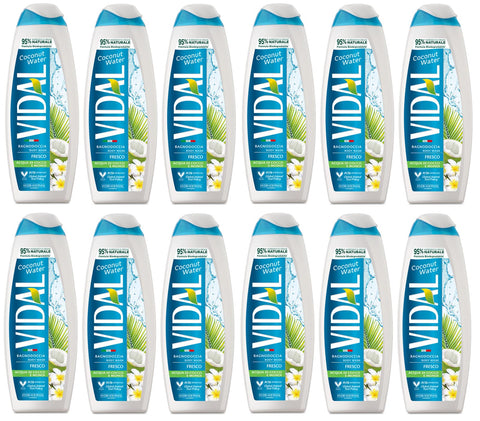Vidal Bagnodoccia Lot De 12 Flacons De Gel Douche Acqua Di Cocco E Monoi, Mousse De Douche À L'eau De Coco Et Au Monoï, 500 Ml