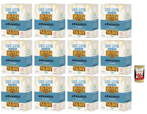 Armando La Penna Senza Glutine Pâtes, Sans Gluten, Avec Plusieurs Céréales Avec Maïs, Riz Entier Et Quinoa, 12 X 400 G, Sans Gluten, 12 X 400 G + Italian Gourmet Polpa 400 G
