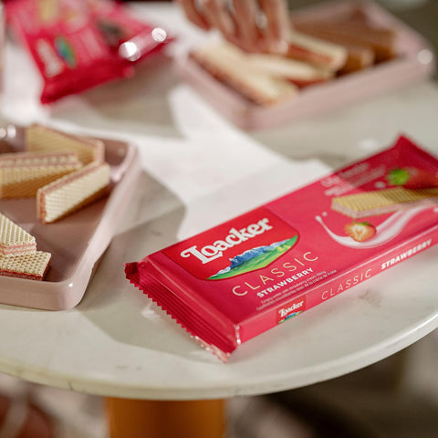 6x Loacker Wafer Classic Fragola Gaufres fourrées à la crème de fraise, 175 g