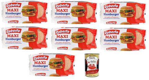 Roberto Maxi Hamburger Petits pains aux graines de sésame – Idéaux pour des hamburgers et des sandwichs juteux, 7 x 300 g + Italian Gourmet polpa 400g