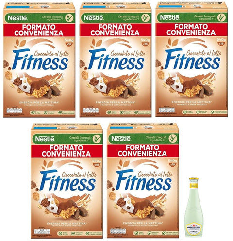 5 X Nestlé Fitness Grains Entiers Avec Chocolat Au Lait, Maxi Format 540 G + 1 X San Pellegrino Tonica Agrumes 20 Cl