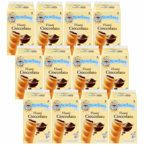 Mulino Bianco Flauti Ciocciolato-Petits Pains Au Beurre Fourrés Au Chocolat 280g (Flauti Ciocciolato, X12)