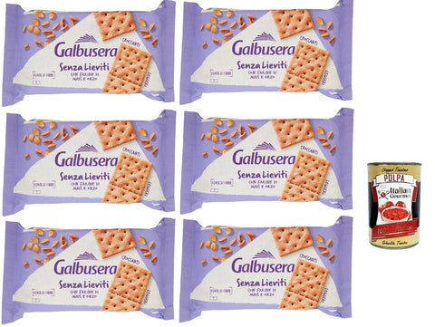 Galbusera Senza Lieviti Cracker Con Farine Di Maïs E Orzo, Cracker Avec Farine De Maïs Et Orge, Sans Soupe 6 X 300 G + Italian Gourmet Polpa 400 G
