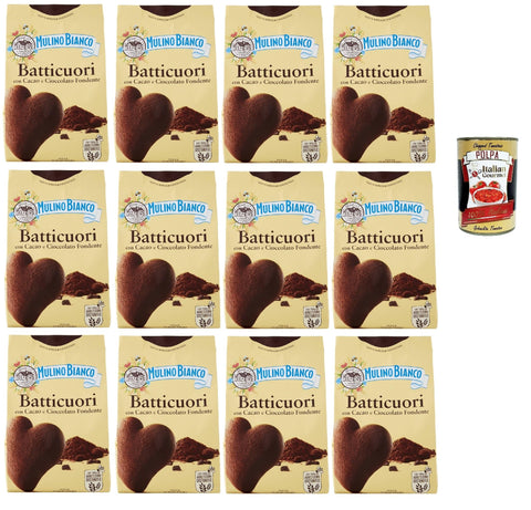 Mulino Bianco Batticuori Biscotti Con Cacao E Cioccolato, Biscuits Au Cacao Et Au Chocolat, Biscuits Cookies, 12x 350g + Italian Goiurmet Polpa 400g