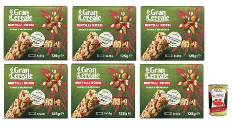 Mulino Bianco, Gran Cereale Barre Avec 4 Céréales, Amandes Et Myrtilles, Pour Petit-Déjeuner Et Collations Sucrées, 6 X 125 G + Italian Gourmet Polpa 400 G