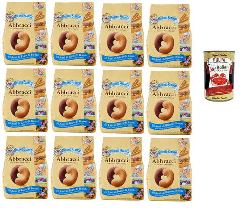 Mulino Bianco Abbracci Biscotti Con Cacao E Panna Fresca, Biscuits Avec Cacao Et La Crème Fraîche, Biscuits Cookies, 12x 350g + Italian Gourmet Polpa 400g