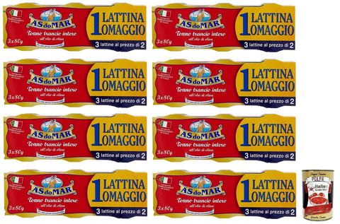 As Do Mar Tonno Trancio Intero All'olio Di Olio Di Oliva Lot De 24 Tranches Entières De Thon Dans Huile D'olive, Compacité, Boîte De 80 G + Boîte De 400 G