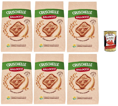 Balocco Cruschelle Biscotti Con Farina Integrale E Zucchero Di Canna, Biscuits Avec Des Biscuits À La Farine Complète Et Aux Biscuits À La Cassonade, 6x 350g + Italian Gourmet Polpa 400g