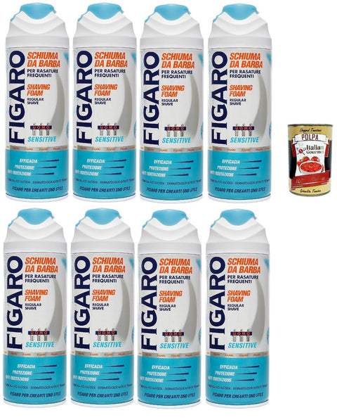 Figaro Sensitive Mousse À Barbe - Pour Rasage Fréquent - Mousse À Barbe Douce Et Confortable - 8 X 400 Ml + Italian Gourmet Polpa 400 G