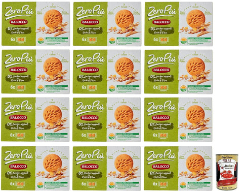 Balocco Zero Più Biscotti Lot De 12 Biscuits Sans Sucre Ajouté, 7 Céréales Et Extra Crunchy, Paquet De 230 G + Boîte Italienne Gourmet Polpa Di Pomodoro 400 G