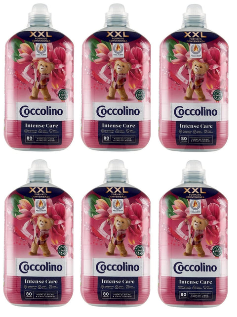 Lot De 6 Ammorbidente Coccolino Concentrato Intense Care Convenience Format Xxl Adoucissant Concentré Fleurs De Tiare Et Fruits Rouges 80 Lavages 2l