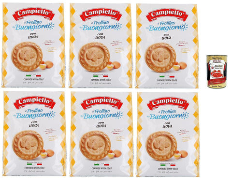 Campiello Il Frollino Del Buongiorno Con Uova, Sablé Avec Des Œufs, Biscuits Avec Des Œufs, Cookies With Eggs, 6x 700g + Italian Gourmet Polpa 400g