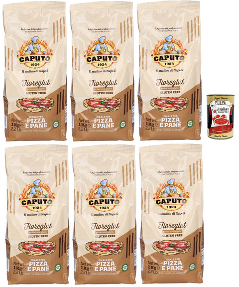 Mulino Caputo, Farine Sans Gluten Fioreglut 6x 1kg, Produits De Four Avec Épaisseur De Blé Avalée, Dextrose, Fécule De Maïs, Farine De Sarrasin + Italian Gourmet Polpa 400g