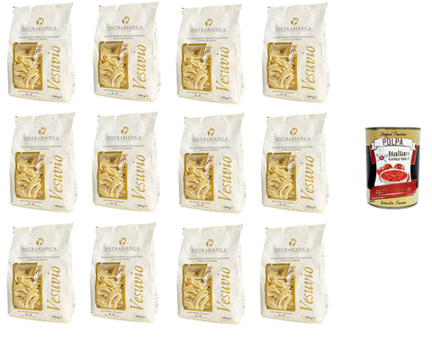 Pietrabianca, Pasta Di Semola Artigianale Trafilata Al Bronzo, Nouilles À La Semoule « Casarecce » Faites À La Main En Bronze 12 X 500 G + Italian Gourmet Polpa 400 G