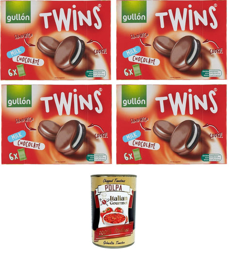 Gullon Biscotti Twins Chocolat Au Lait Garni À La Crème Et Enrobés De Chocolat Au Lait Entier 4 X 252 G + Italian Gourmet Polpa 400 G