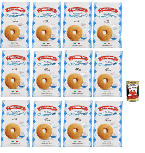 Campiello I Biscotti Del Buongiorno Frollini Alla Panna, Biscotti Alla Panna, Cookies Biscuits, 12x 350g + Italian Gourmet Polpa 400g