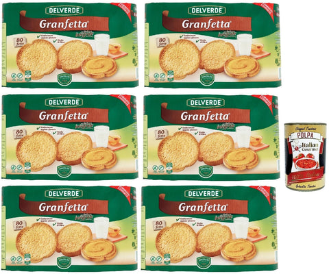 Delverde Granfetta Integrali Lot De 80 Sachets De 600 G De Biscottate Complets Avec Farine De Grains Entiers 600 G + Polpa Italian Gourmet 400 G