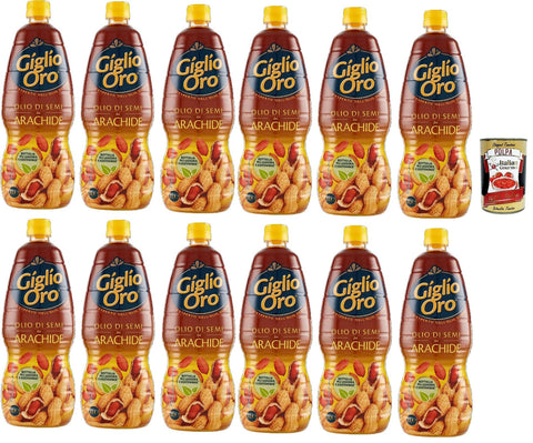 Carapelli Giglio Oro Olio Di Semi Di Arachide Huile Alimentaire 100 % Italienne 12 X 1 L + Polpa Italian Gourmet 400 G