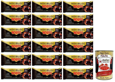 Novi Novibloc Cioccolato Lot De 18 Tablettes À Fondant Au Chocolat Noir 70 % Cacao 140 G + Polpa Di Pomodoro Italian Gourmet Polpa Di Pomodoro Boîte De 400 G
