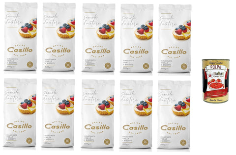 Molino Casillo Semola D'autore Farina Di Semola Rimacinata Per Pasta Frolla E Biscotti Farine De Semoule Moulue Pour Pâte Brisée Et Biscuits 10 X 500 G + Italian Gourmet Polpa 400 G