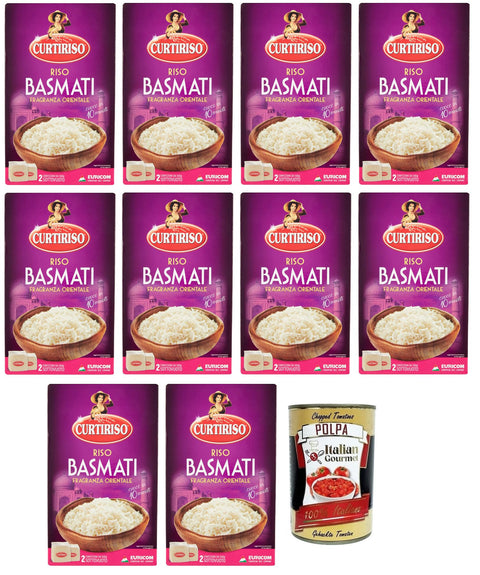 Curtiriso Riso Basmati, Parfum Oriental, Idéal Pour Les Plats Avec Viande, Poisson Et Légumes, Temps De Cuisson 10 Minutes, Paquet De 1 Kg + Boîte Italienne Gourmet Polpa Di Pomodoro 400 G