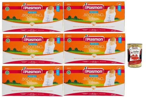 Plasmon Primi Mesi Il Biscottino Biberon Dal 4 Mese, 6x 600 G + Italian Gourmet Polpa 400 G